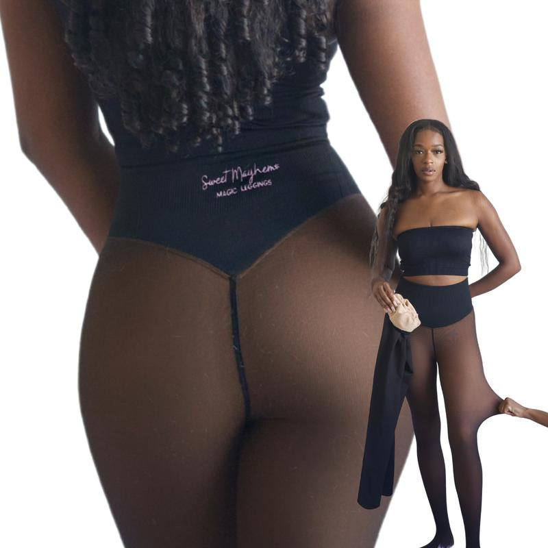 Compression Band Fleece-Lined Leggings - Original Design - Sizes XXS to 3XL - Four Color Options - Closed Foot - Plus Size Available in Light to Brown Fur